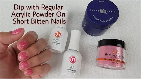 Dip With Regular Acrylic Powder On Short Bitten Nails Youtube