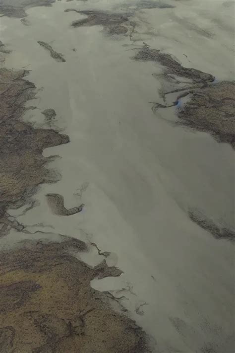 Top View Of Muddy River Delta Joining Sea By Hiroshi Stable Diffusion