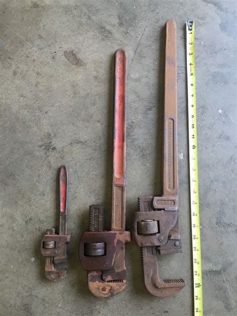 Lot Of Vintage Pipe Wrenches Trimont Stillson Ridgid Ebay