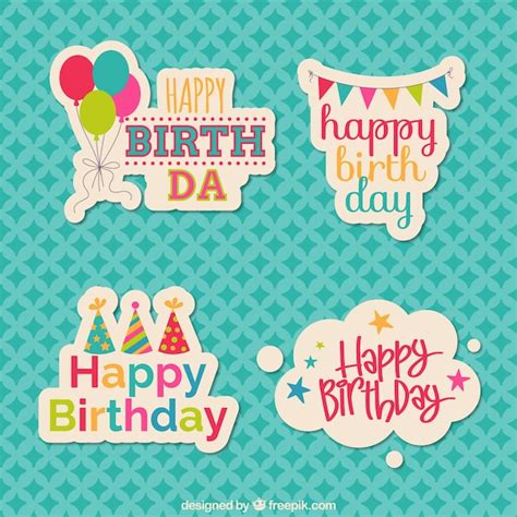 Free Vector | Birthday stickers