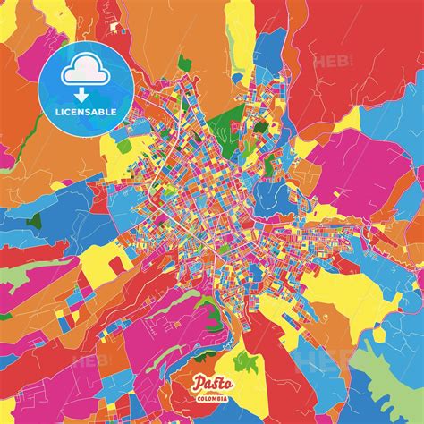 Pasto, Colombia Crazy Colorful Street Map Poster Template - HEBSTREITS