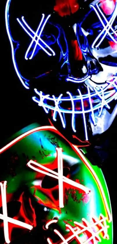 Vibrant Neon Masks Wallpaper Free Download