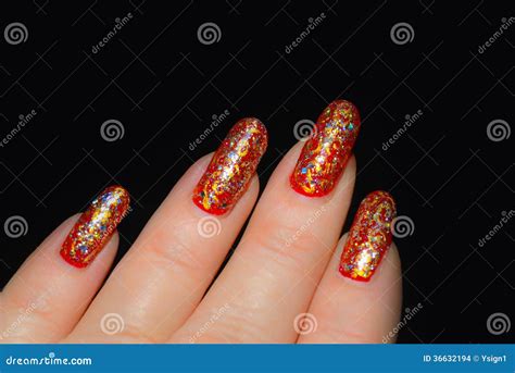 Red And Gold Nails Design