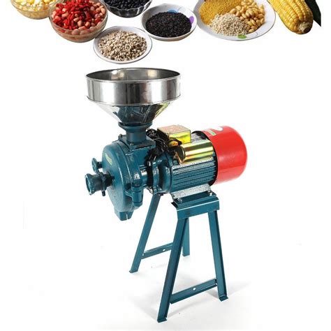 Electric Dry Mill Grinder Corn Grain Rice Wheat Milling Machine And Funnel Dry Feed Flour Mill