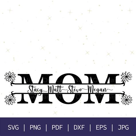 Mom Floral Split Monogram Svg Personalized Mom Svg Mom Svg Etsy