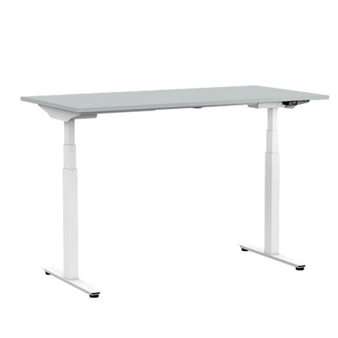 Adjustable Height Table White Frame Table Top L1600mm Grey Joldijalt