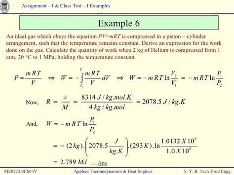 Thermodynamics Examples and Class test