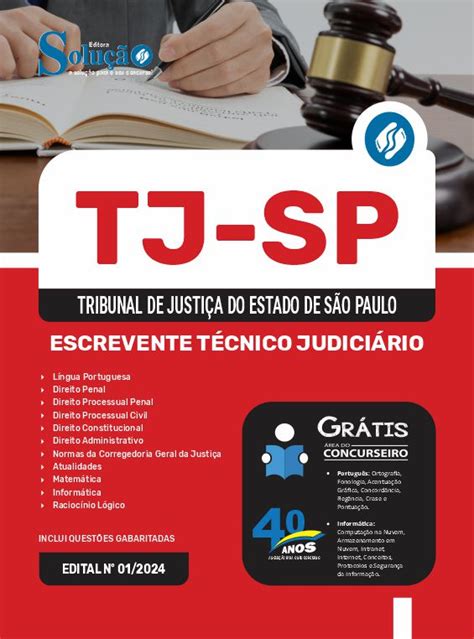 Kit Apostila Solução TJ SP 2024 Escrevente Caderno de Testes