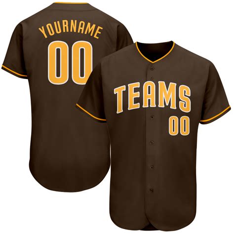 Custom Brown Gold-White Authentic Baseball Jersey – Fiitg