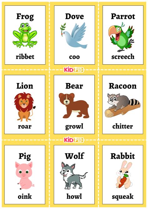 Animal Sounds Flashcards Kidpid