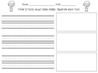 Free Helen Keller Fact Writing Activity Students Write Facts About