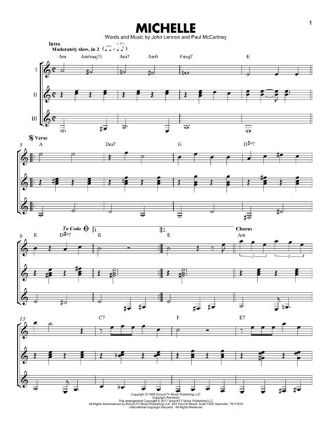 Michelle By The Beatles Sheet Music For Guitar Ensemble At Sheet Music Direct