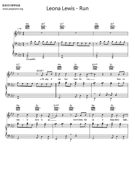 Leona Lewis Run Sheet Music Pdf Free Score Download ★