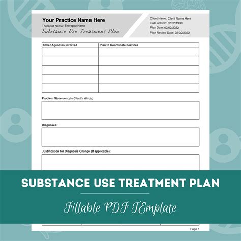 Substance Abuse Treatment Plan Editable Fillable Printable Pdf Templates Counselors