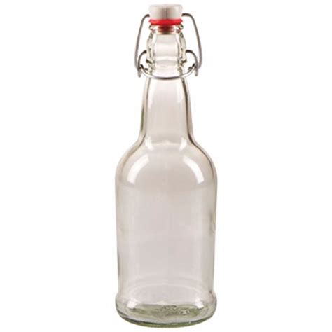 16 Oz Ez Cap Clear Glass Beer Bottles 2pk