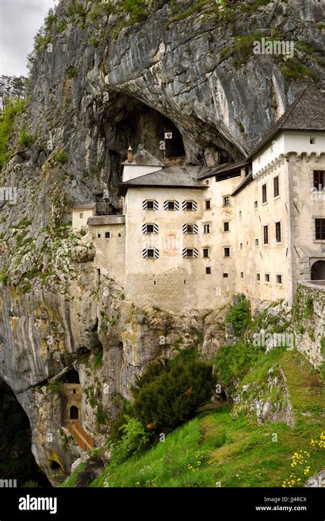 Cliff Cave Entrances At Predjama Castle 1570 Renaissance Fortress Built