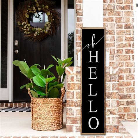 Oh Hello Porch Leaner Sign Porch Sign Front Door Decor Etsy