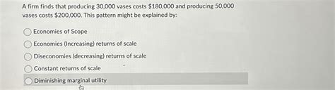 Solved A Firm Finds That Producing Vases Costs Chegg