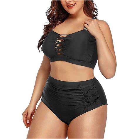 Chuou Bikinis For Women Piece Plus Size Tummy Control Crisscross High