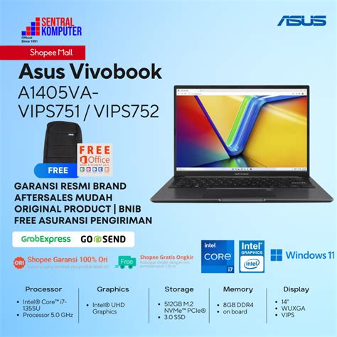 Jual Asus Vivobook 14 A1405VA VIPS751 I7 1355U 8GB SSD 512GB 14 W11