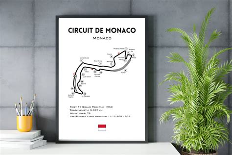 Formula 1 Motor Sport Monaco Circuit Poster F1 Circuit Poster