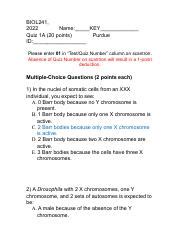 Genetics Quiz 1A Key For BIOL241 At Purdue Course Hero