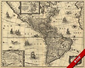 Antique Th Century Map Of North South America Canvas Giclee X