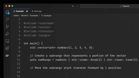 Basic example of C++ function std::advance