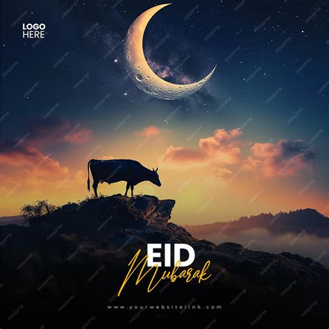 Premium Psd Eid Al Adha Mubarak Islamic Festival Two Cow Social Media