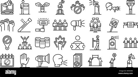 Protest Icons Set Outline Style Stock Vector Image And Art Alamy