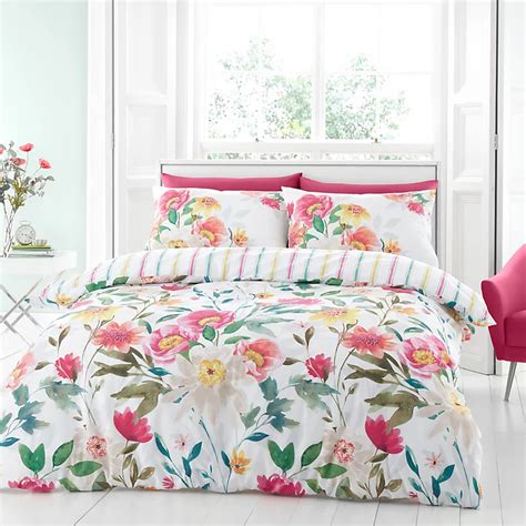 Catherine Lansfield Bedding Fresh Floral Duvet Cover Set With Pillowcases Bright Diy At Bandq