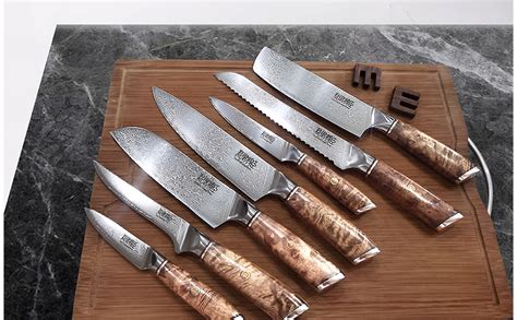 Amazon Knife Set Block Piece Chefs Knife Set Damascus Steel