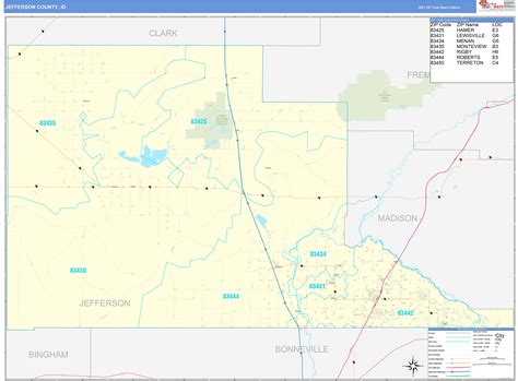 Jefferson County, ID Zip Code Wall Map Basic Style by MarketMAPS - MapSales