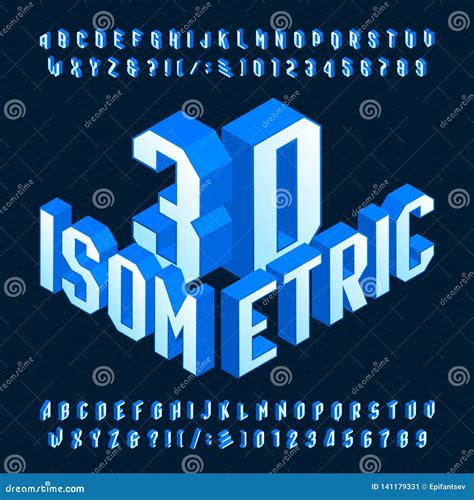 D Isometric Alphabet Font D Effect Geometric Letters Numbers And