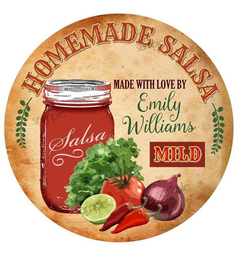 Salsa Stickers Mild Salsa Labels Homemade Salsa Labels Etsy