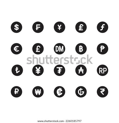 Most Used Currency Symbol Set Icon Stock Vector Royalty Free