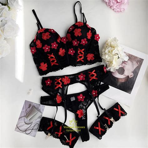 Black Swinol Floral Beautiful Underwear Piece Fairy Sexy Lingerie