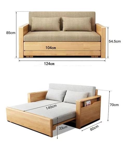 Foldable Solid Wood Sofa Bed Living Room Multifunctional Dual Purpose