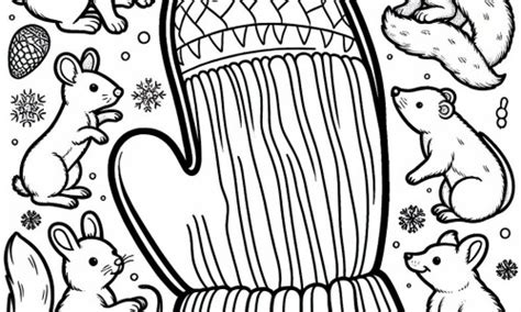 Coloriage de moufle avec animaux à Télécharger ou à Imprimer gratuitement