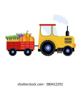 Smiling Farmer Driving His Wheeled Tractor Stock Vector Royalty Free