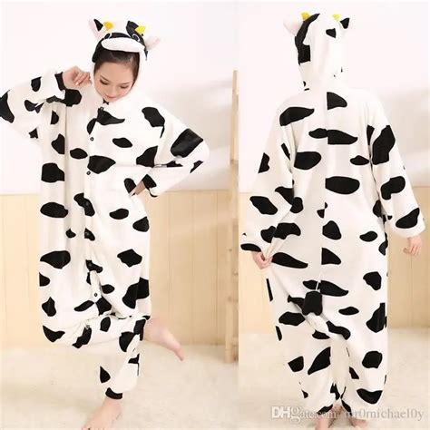 Cow Style Hooded One Piece Pajama Onesies For Adult Cute Animal Pajamas