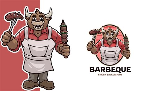 Barbeque Steak Mascot Logo Template 343304 Templatemonster