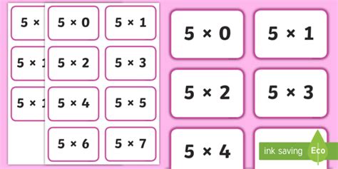 Five Times Tables Flashcards Teacher Made