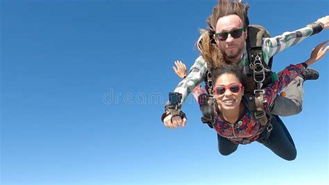 Tandem Parachute Jump Beautiful Brazilian Woman Stock Footage Video Of Adrenaline Couple