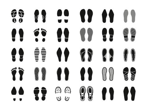 Silueta De Huella Huellas Humanas Suela De Zapato Signos De Contorno