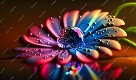 Premium Photo A Droplet Of Water On A Flower Petal Reflecting The