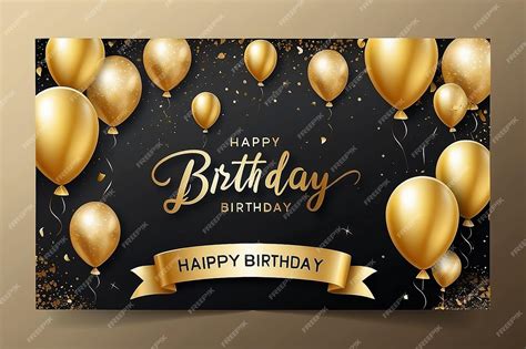 Premium Photo Elegant Golden Balloon Happy Birthday Celebration Card