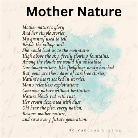 Mother Nature Poem By Vandana Biopatrika