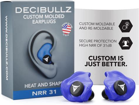 Decibullz Bouchons d oreilles moulés sur mesure Bleu Protections