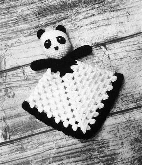 Crochet Panda Bear Lovey Blanket Panda Toy Baby Blanket Etsy